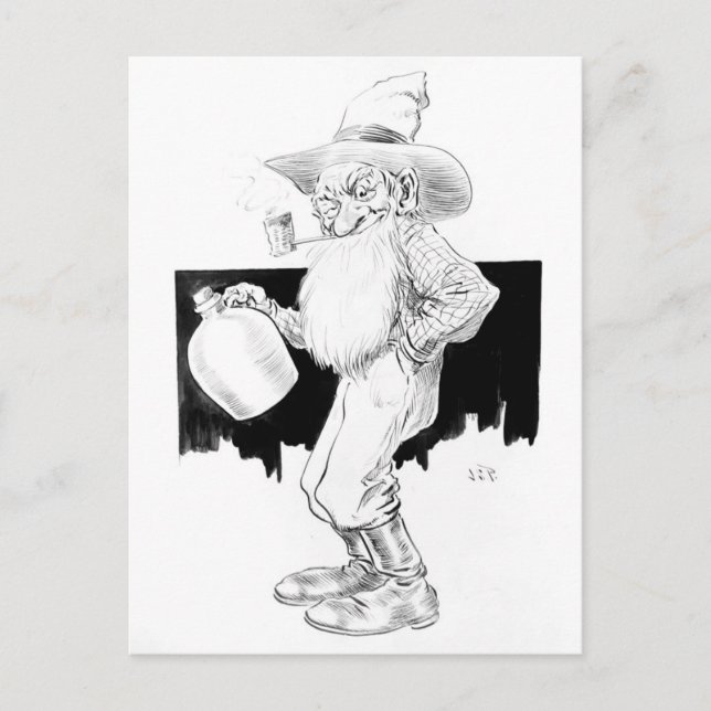 Old farmer with moonshine (white lightning) postcard (Front)