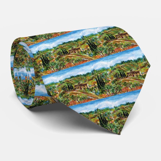 OLD FARMHOUSE IN CHIANTI -TUSCANY NECK TIE (Rolled)