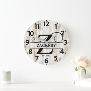 Old Farmhouse Rustic Z Monogram Large Clock