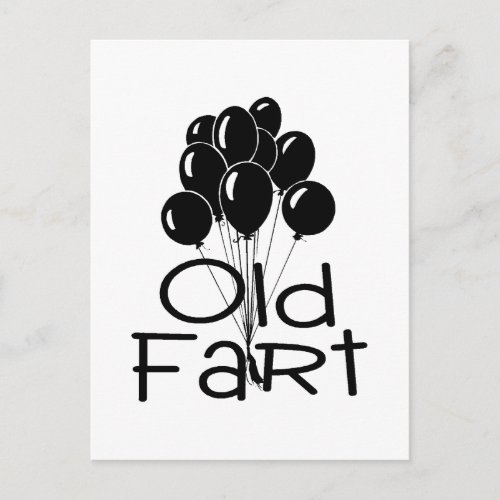 Old Fart Black Balloons Postcard