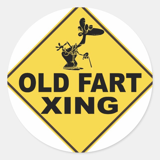 Old Fart Crossing Classic Round Sticker (Front)