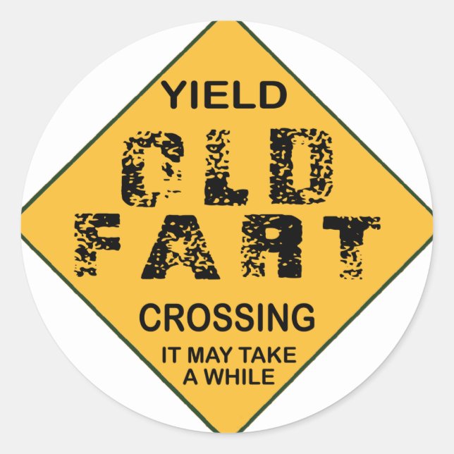 Old Fart Crossing Classic Round Sticker (Front)