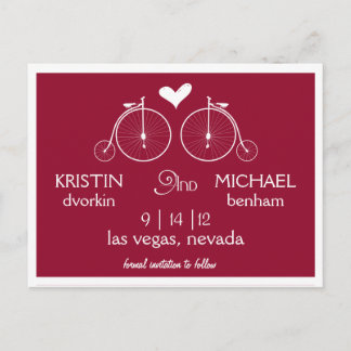 Old Fashion Bicycles | Save the Date Announcement Postcard
