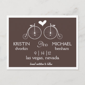 Old Fashion Bicycles | Save the Date Announcement Postcard