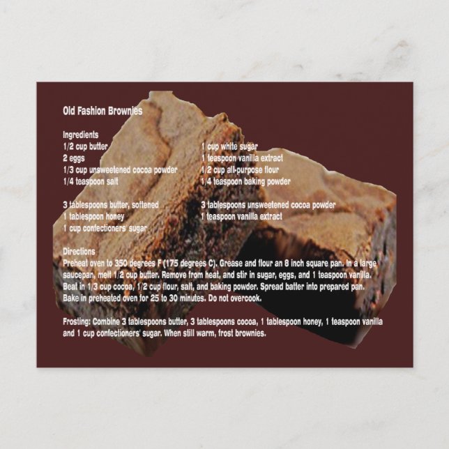 Old Fashion Brownies Recipe Card (Front)