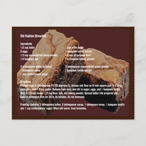 Old Fashion Brownies Recipe Card