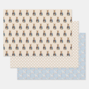 Old Fashion Bunny Trio Wrapping Paper Sheets