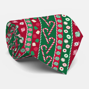 Old Fashion Christmas Candies Stripes Neck Tie