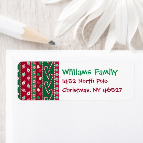 Old Fashion Christmas Candies Stripes Pattern Label