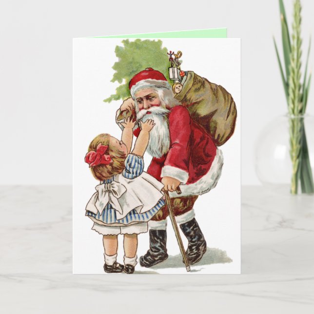 Old Fashion Christmas Card Vintage Santa (Front)