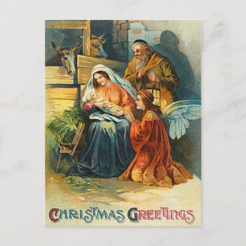Old Fashion Christmas Nativity Postcard