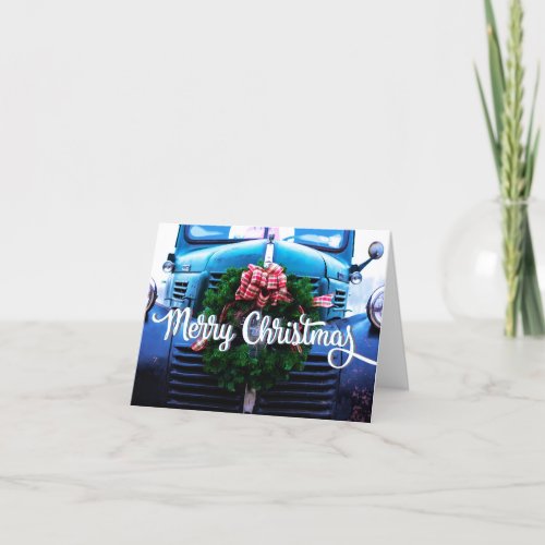 Old Fashion Christmas Truck Wreath  Holiday Card