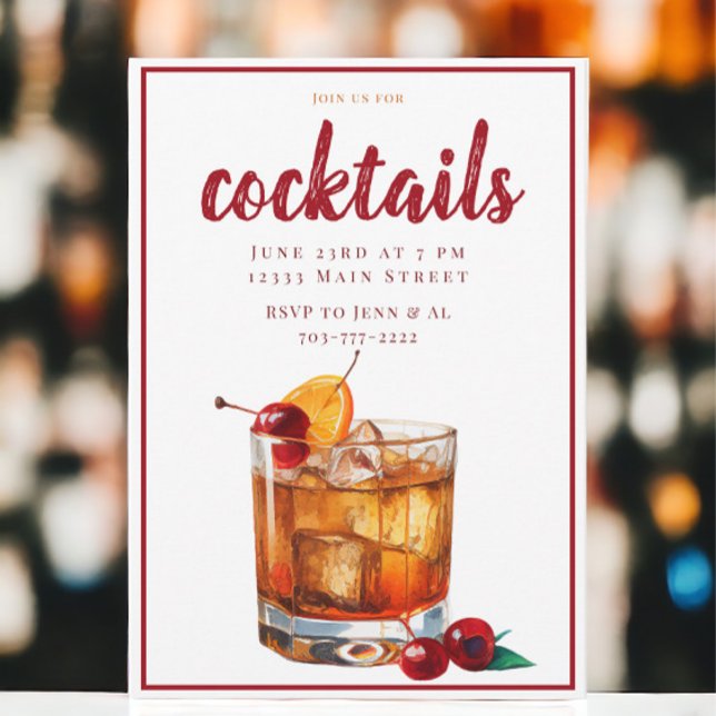Old Fashion Drink Cocktail Party  Invitation (Creator Uploaded)