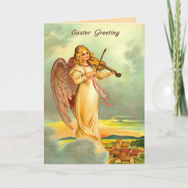 Old Fashion Easter Angel Holiday Card (Front)
