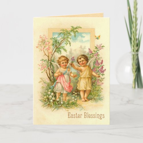 Old Fashion Easter Faeries Holiday Card