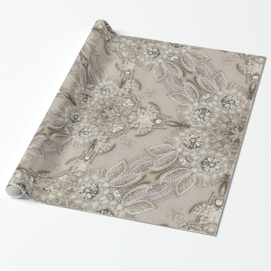 old fashion glamour rhinestone pearl art deco wrapping paper | Zazzle.com