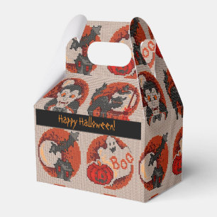 Old Fashion Halloween Faux Cross-Stitch Favor Box