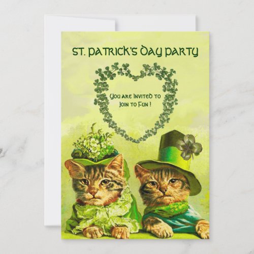 OLD FASHION IRISH CATS STPATRICKS DAY PARTY INVITATION