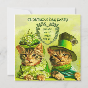 OLD FASHION IRISH CATS ,ST.PATRICK'S DAY PARTY INVITATION