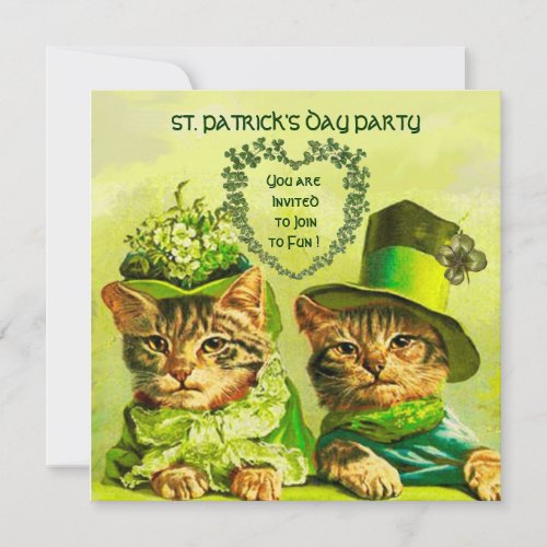 OLD FASHION IRISH CATS STPATRICKS DAY PARTY INVITATION