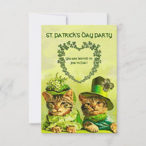 OLD FASHION IRISH CATS STPATRICKS DAY PARTY INVITATION