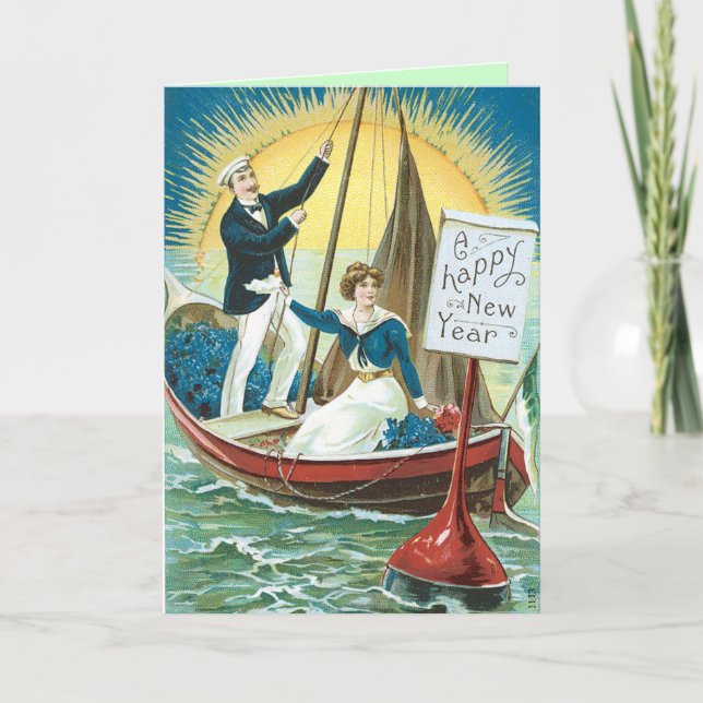 Old Fashion New Years Card Vintage (Front)