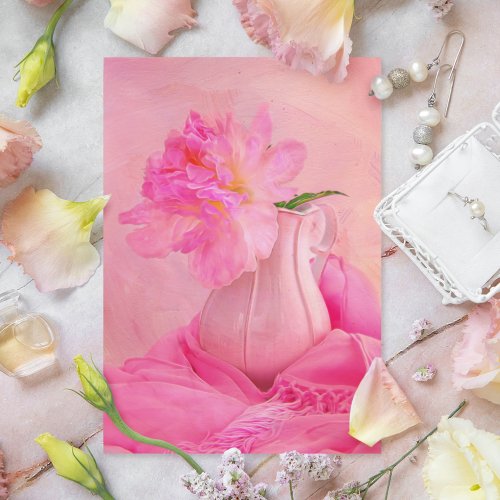 Old Fashion Pink Peony Postcard