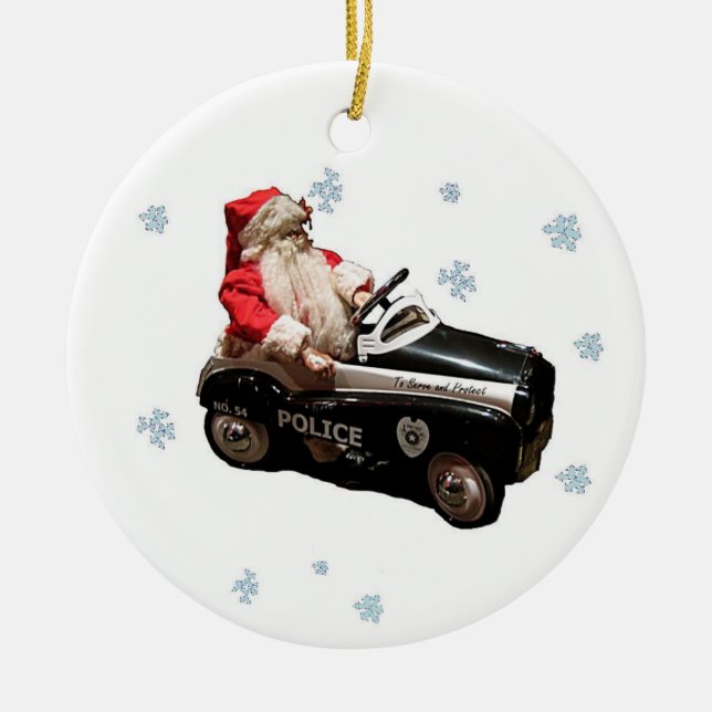 Old fashion police Santa Ornament (Front)