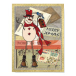 Old Fashion Red Postage Snowman Poster