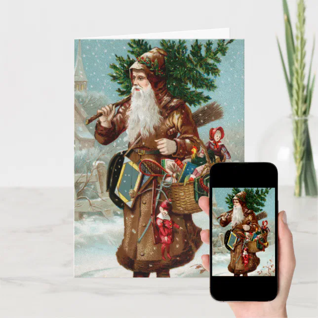 Old Fashion Santa Christmas Card | Zazzle