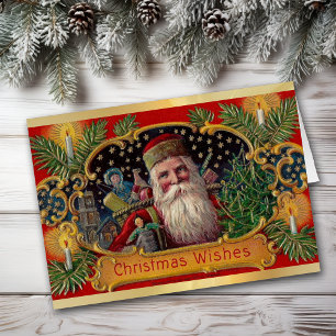 Old Fashion Santa Claus Wishes Christmas Cards