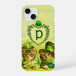 OLD FASHION ST.PATRICK'S DAY CATS HEART MONOGRAM iPhone 15 CASE