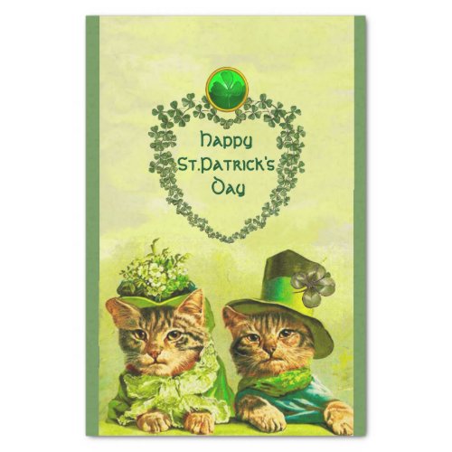 OLD FASHION STPATRICKS DAY CATS HEART MONOGRAM TISSUE PAPER