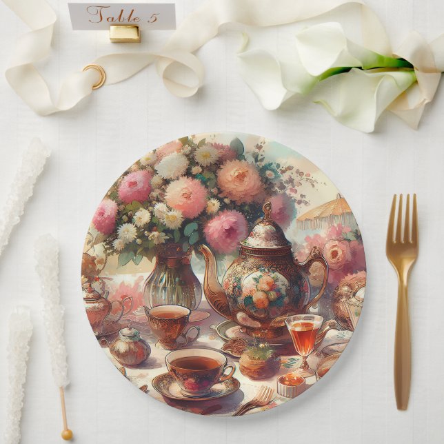 Old Fashion Tea Party  Paper Plates (Wedding)