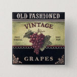 Old Fashion Vintage Grapes, Purple and Black Wine Pinback Button