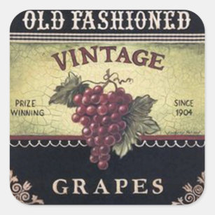 Old Fashion Vintage Grapes Wine Crate Label