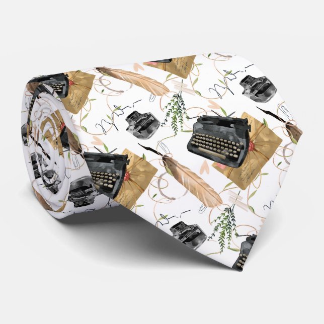 old fashion writing pattern tiled  neck tie (Rolled)