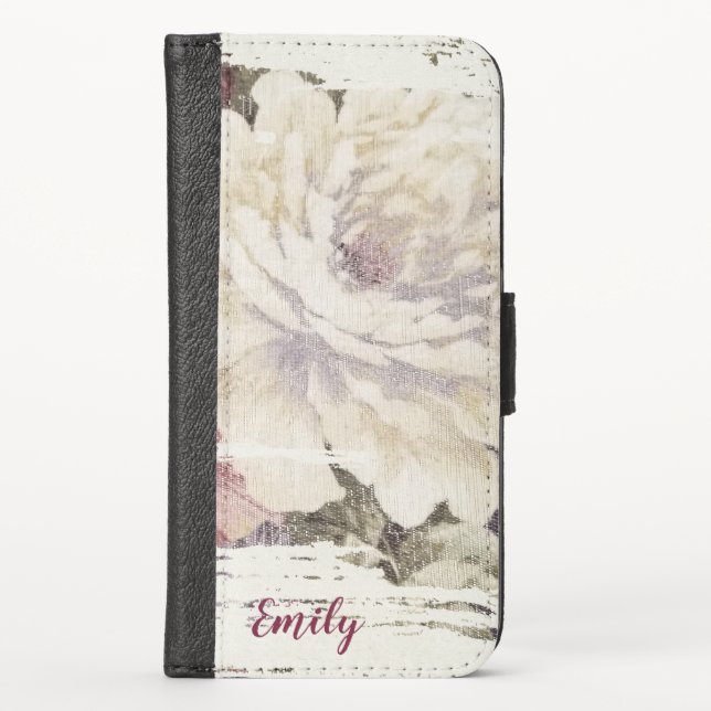 old-fashioned abstract rose design iPhone wallet case (Front)