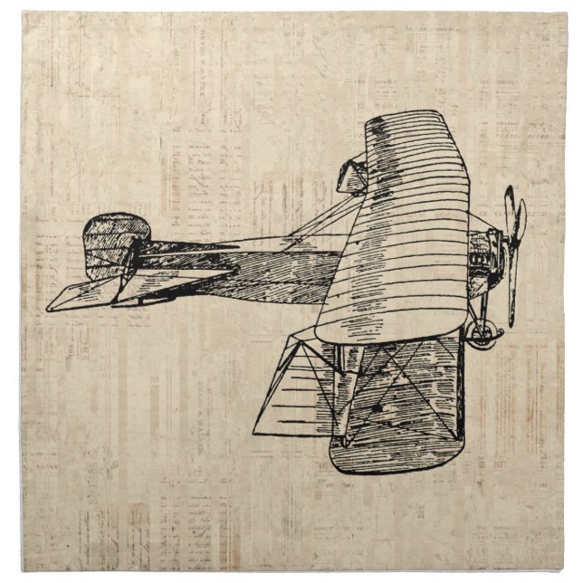 Old Fashioned Airplane Cloth Napkin (Front)