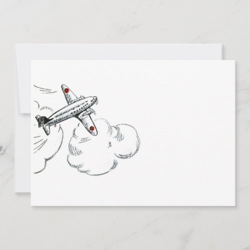 Old Fashioned Airplane Drawing Invitation