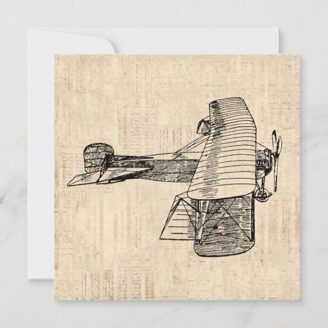 Old Fashioned Airplane Invitation (Front)