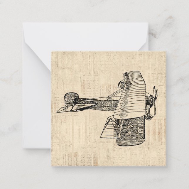 Old Fashioned Airplane Note Card (Front)