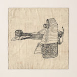 Old Fashioned Airplane Scarf<br><div class="desc">A classic old fashioned airplane illustration with a beige tan script paper style vintage background.</div>