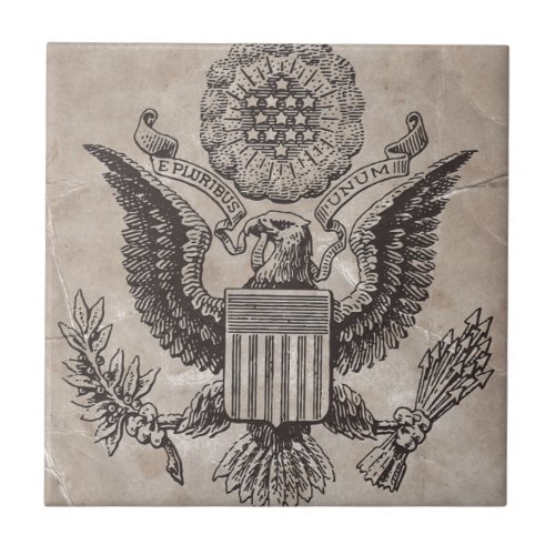 Old Fashioned American Coat of Arms Tile