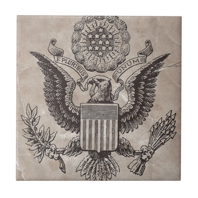 Old Fashioned American Coat of Arms Tile (Front)