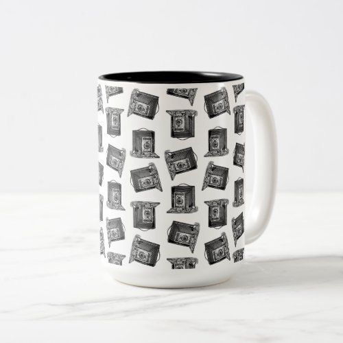 Old Fashioned Antique Cameras CUSTOM BG COLOR Two_Tone Coffee Mug