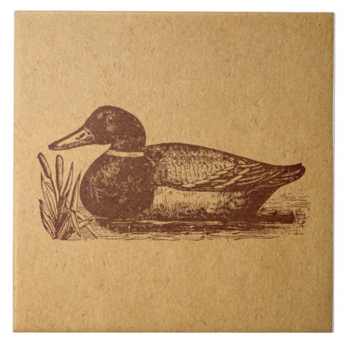 Old Fashioned Antique Duck Art Ceramic Tile