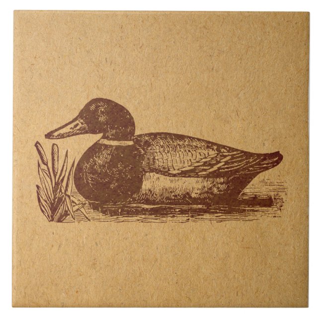 Old Fashioned Antique Duck Art Ceramic Tile (Front)