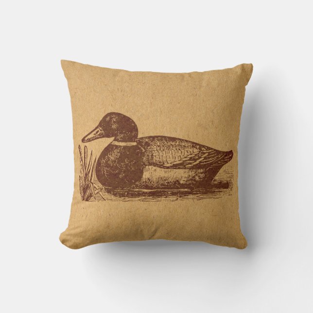Old Fashioned Antique Duck Art Throw Pillow (Front)