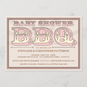 Old Fashioned Baby Shower BBQ in Pink Invitation